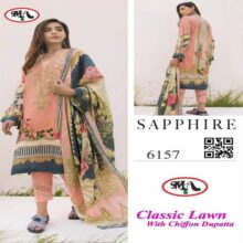 SAPPHIRE 3PC Crystal Lawn Suit With Chiffon Dupatta 6157