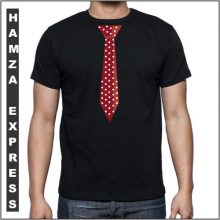 Black Cotton Tshirt New Tie Design BY HAMZA EXPRESS