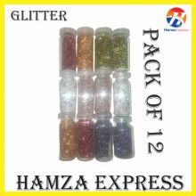 Glitter bottles for slime and decorations, (Pack of 12 Bottles) BY HAMZA EXPRESS