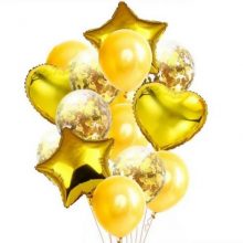 14 PCs /set Balloons Golden Colour – Clear Latex Confetti Balloons Wedding Decoration Birthday Party