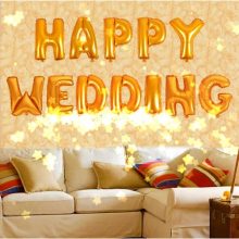 “HAPPY WEDDING” Golden Foil Balloons