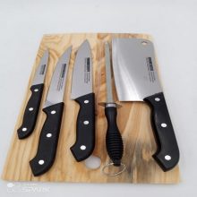 Bundle Pack of 5 pcs Kitchen Knife Set + Wooden Cutting Board