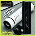 Water Bottle Customized Name LED Touch Temperature Display Hot And Cold Thermal Flask, Metal Body, 500 ML
