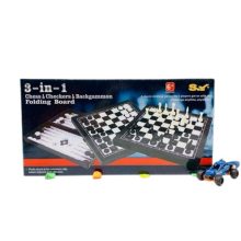 3 In 1 Foldable Magnetic Chess & Checkers & Backgammon Set
