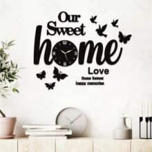 YTD Butterflies and Sweet Home 3D Wooden Wall Clock New Design