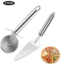 Pack Of 2 Stainless Steel Professional Pie Pizza Server and Cutter Wheel