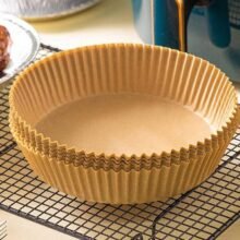 50pcs Air Fryer Disposable Paper Liner Non-Stick Mat Steamer Round Paper Baking Mats (big size)