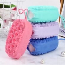 Silicone Body Scrubber Bath Sponge - 2 in 1 Exfoliating Body Brush Loofah Shower Sponge for Women Men and kids