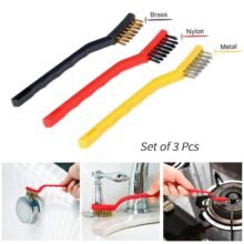 3 PC MINI WIRE BRUSH SET (BRASS, NYLON, STAINLESS STEEL BRISTLES)