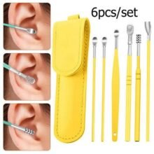 Ear Wax Cleaning Kit, 6 Pcs Ear Pick Tools, Wax Removal Kit, Ear Cleaning Tool Set, Spring Earwax Cleaner Tool for Children and Adult Multicolor