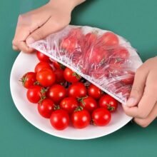 Plastic Disposable Food Covers – Fresh Keeping Plastic Wrap Lids 100Pc