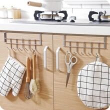 Over the cabinet door hanger/hook for Cabinet,5 hooks hanger for closet, Wardrobes and cabinet door, Steel Color