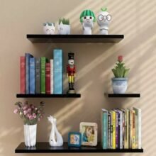 Set of 4 Flat Delightful Wall Mounted Book Shelf, wooden shelves, Storage Shelves