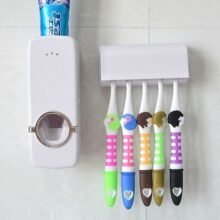 Toothpaste Dispenser with 5 Toothbrush Holder Set Toothpaste Squeezing Machine Toothpaste Dispenser Tooth brush Holder set