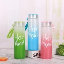 Water Bottle, Hello Master Borosilicate Transparent Water Bottle for Home, Office, Gym, Picnic and Travelling Stylish Glass Bottle Random Color - 480ML