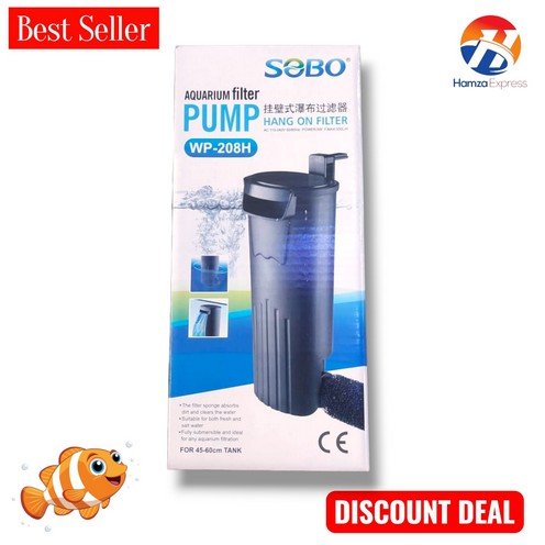 Fish Aquarium Filter Pump SOBO 208H Hang On Filter Pump BY HAMZA EXPRESS