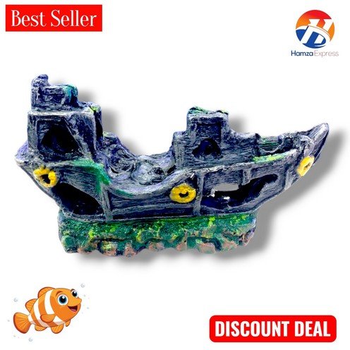 Fish Aquarium Fiber Decoration Ship Small 6 Inches BY HAMZA EXPRESS