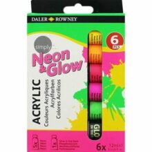 Daler Rowney Simply Neon and Glow in the Dark Acrylic Colour Set of 6 Stationery