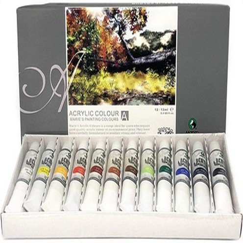 Marie’s Acrylic Colour 12ML 12 Colour Set Stationery By HAMZA EXPRESS