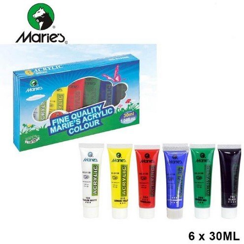 Maries Fine Quality Acrylic Paints Set 6 Pieces Stationery BY HAMZA EXPRESS