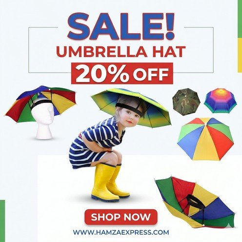 Umbrella Hat Rainbow Colour for Kids & Adult Pack Of 1 BY HAMZAEXPRESS