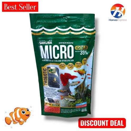Sakura Fish Aquarium Fish Feed Micro Pellet 100G Growth & Colour Formula