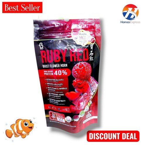 Ruby Red Boost Flower Horn Fish Food 100g Price in Pakistan | Hamza Express