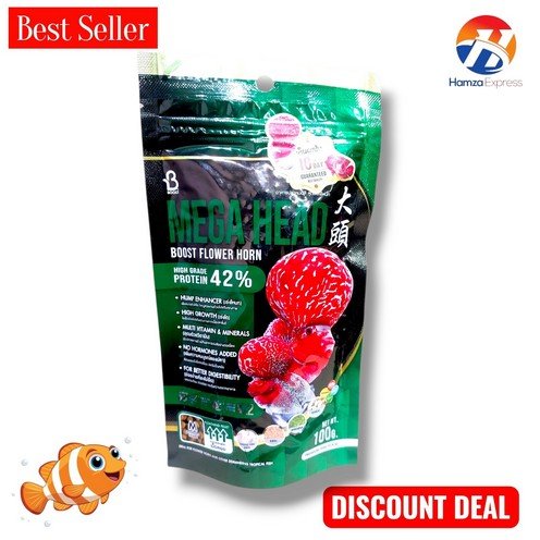 Mega Head Boost Flower Horn Fish Feed 100 Grams By HAMZA EXPRESS