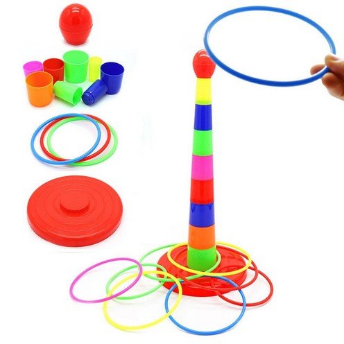 Ring Toss Game Multicolour Durable Plastic Rings For Kids