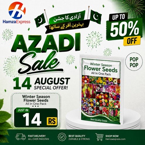Flower Seeds All in One Pack – Multi-Variety Flower Seeds for Gardening | Azadi Sale