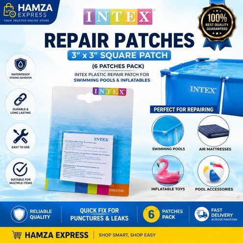 INTEX Repair Patches 3×3 Pack of 6 | Swimming Pool Repair Patch | Inflatable Pool & Vinyl Repair Kit | INTEX 59631